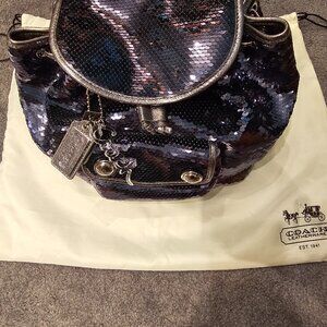 COACH LIMITED EDITION NAVY BLUE SEQUIN BACKPACK